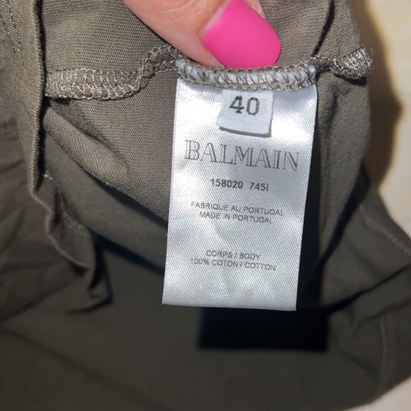 Balmain Green Cotton Jersey Velvet Crest - Picture 7 of 9